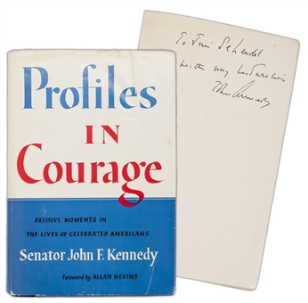 John F. Kennedy Signed & Inscribed "Profiles in Courage" First Edition Hardcover With 1956 Corresponding Typed Letter Also Signed by Kennedy (PSA/DNA)
